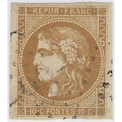 Bordeaux timbre de France N° 43Ab bistre verdâtre oblitéré.