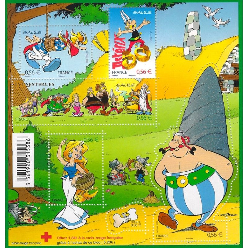 Feuillet de 5 timbres Astérix F4425 neuf**.