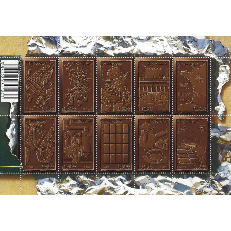 Feuillet de 10 timbres Chocolat F4357 neuf** .