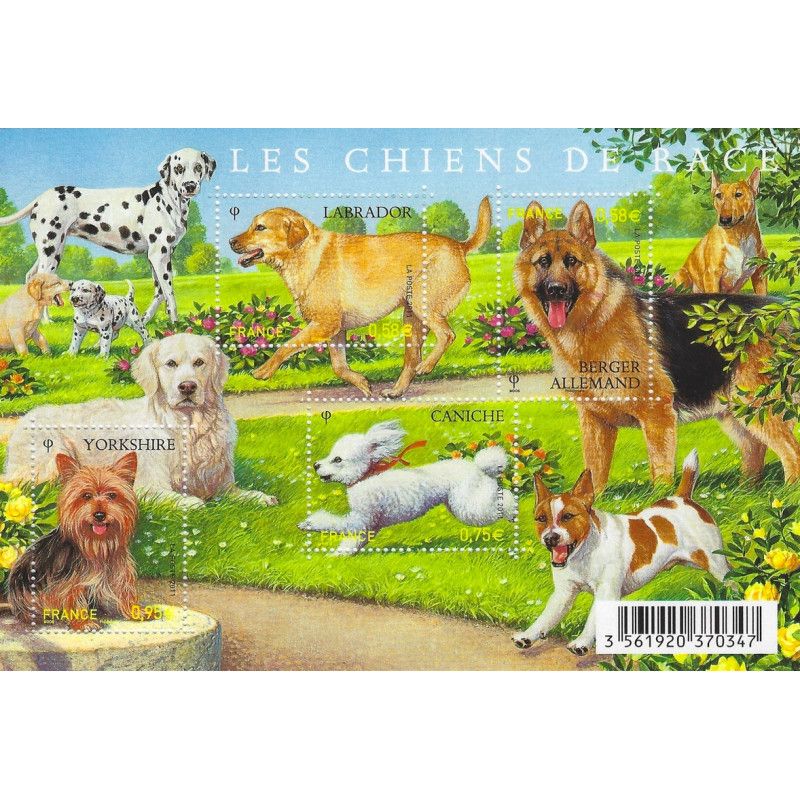 Feuillet de 4 timbres Les Chiens de race F4545 neuf**.