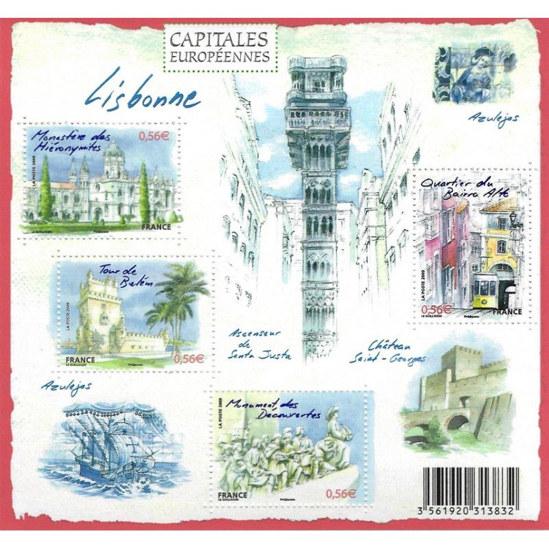 Feuillet de 4 timbres Capitale Européenne Lisbonne N°F4402 neuf**.
