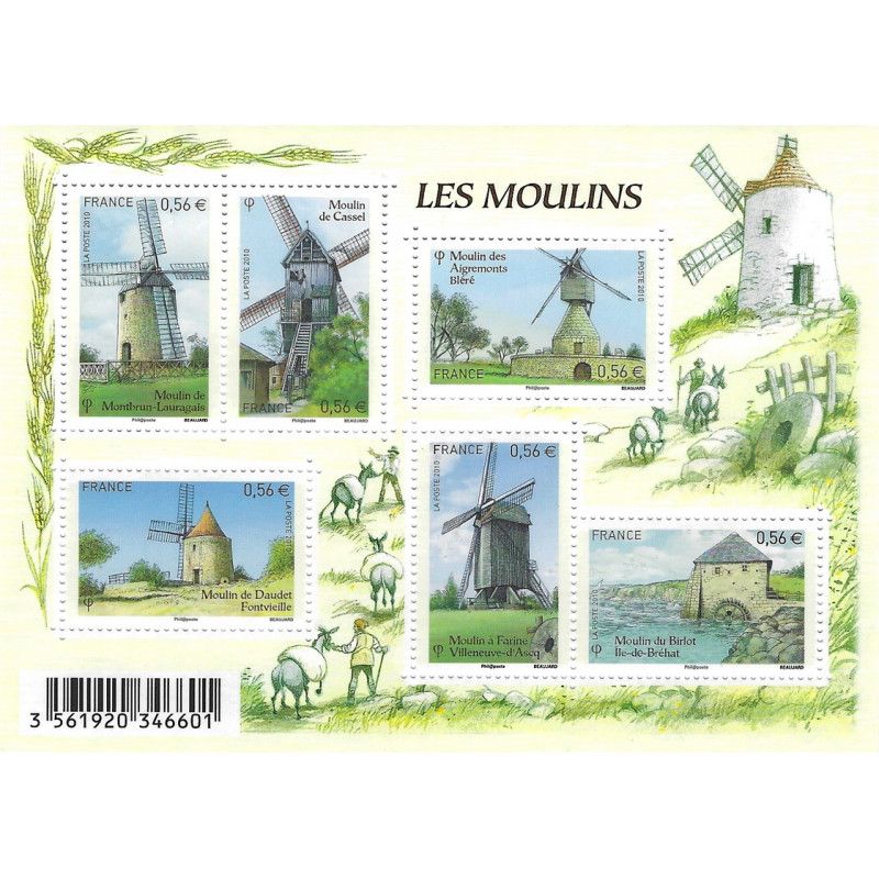 Feuillet 6 timbres Les Moulins N°F4485 neuf**.
