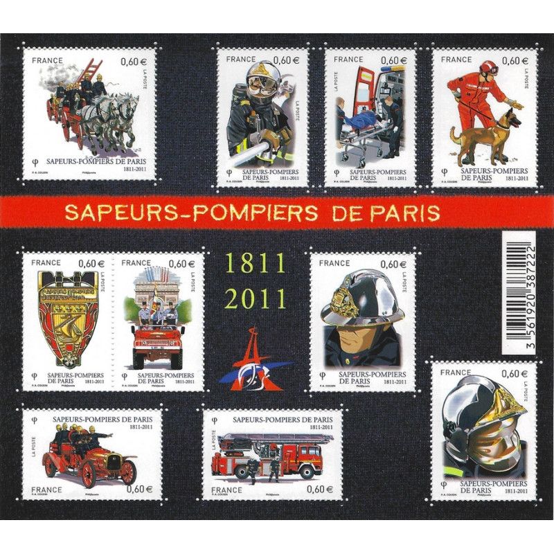 Feuillet de 10 timbres Sapeurs-Pompiers N°F4582 neuf**.