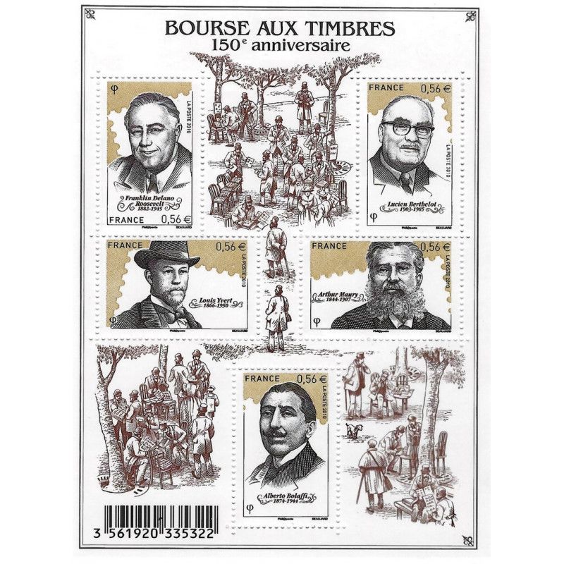 Feuillet de 5 timbres La Bourse aux timbres N°F4447 neuf**.