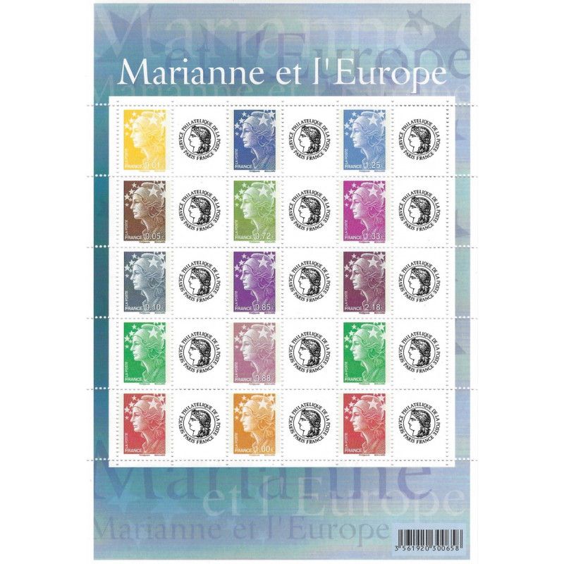 Feuillet de 15 timbres Marianne et l'Europe F4226A neuf**.