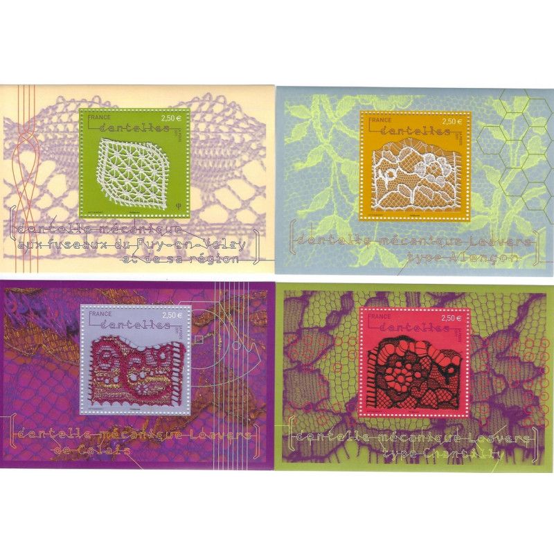 Feuillets de timbres Dentelles mécaniques F4600-F4603 neuf**.