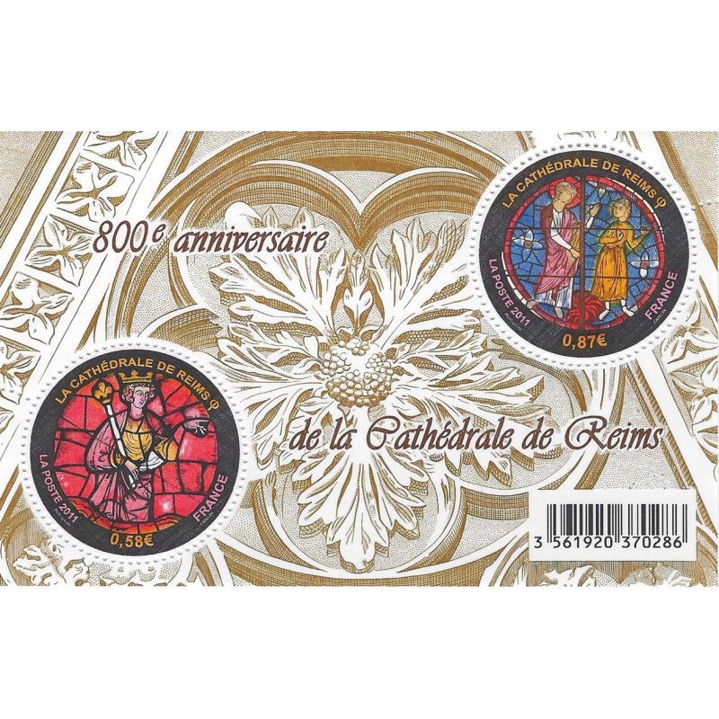 Feuillet de 2 timbres Cathédrale de Reims N°F4549 neuf**.