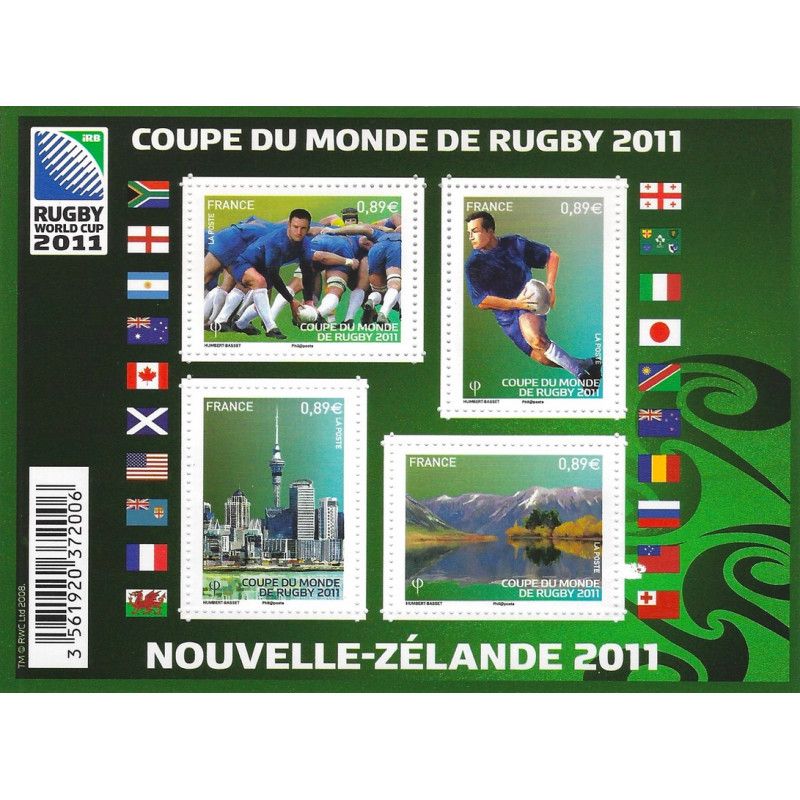 Feuillet de 4 timbres Coupe du monde de Rugby F4576 neuf**.