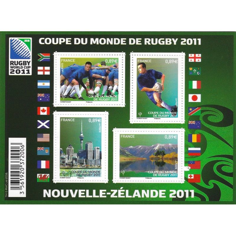 Feuillet de 4 timbres Coupe du monde de Rugby N°F4576 neuf**.