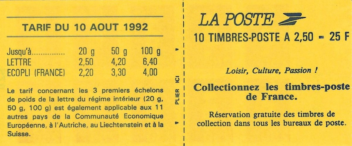 Carnet De Timbre France Non Dentelé 2720-C2a - Poste Aérienne Militaire, Sans Gomme, Qualité Collection