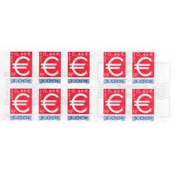 Carnet de 10 timbres autoadhésifs - Euro.