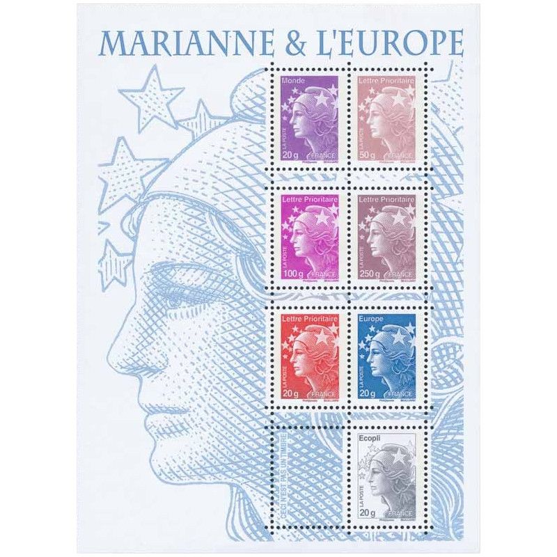 Feuillet de 7 timbres Marianne et L'Europe F4614 neuf**.
