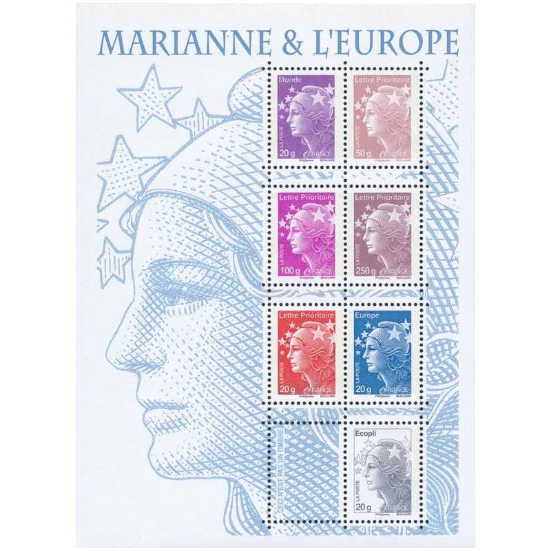 Feuillet de 7 timbres Marianne et L'Europe N°F4614 neuf**.