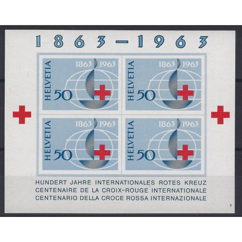 Suisse Croix-Rouge bloc feuillet de timbres N°19 neuf**.