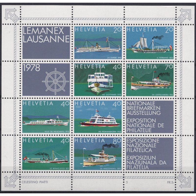 Suisse LEMANEX bloc feuillet de timbres N°23 neuf**.