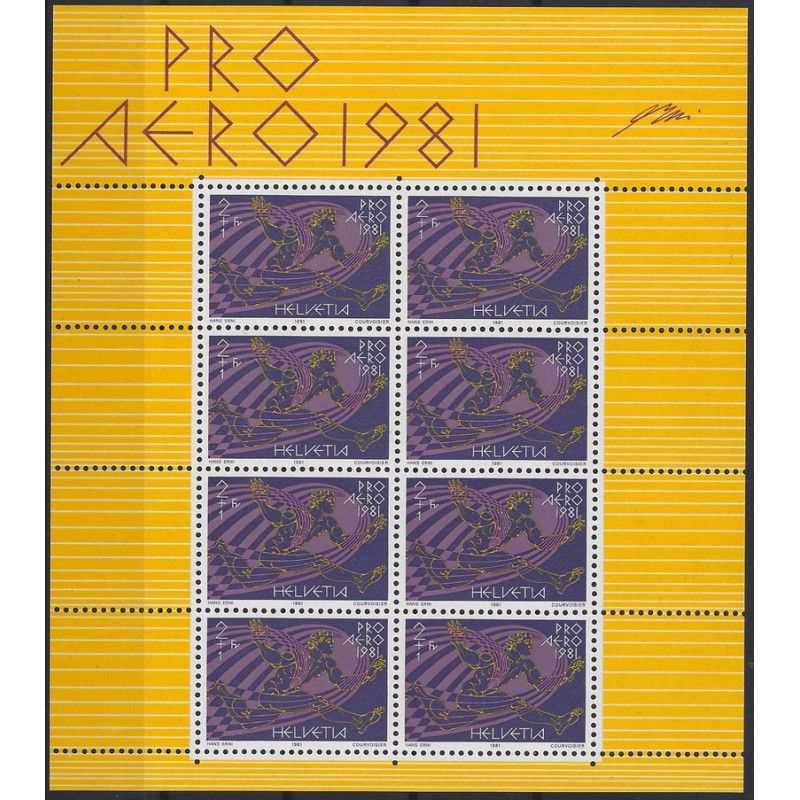 Suisse Poste aérienne N°48 feuillet de 8 timbres neuf**.