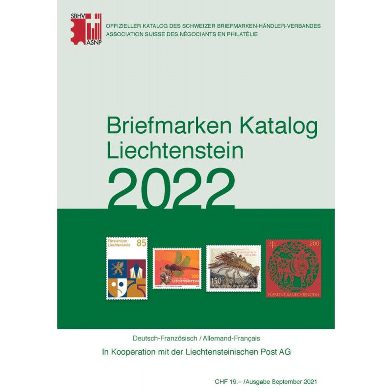 SBK Catalogue de cotation timbres Liechtenstein 2022.