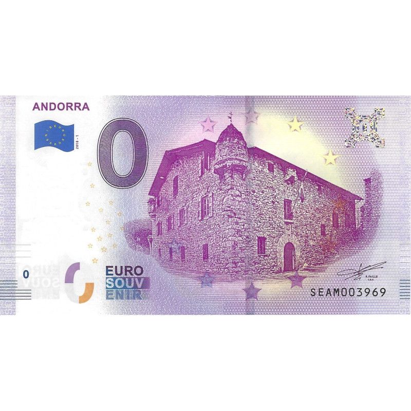 Billet Euro souvenir Andorre 2018.