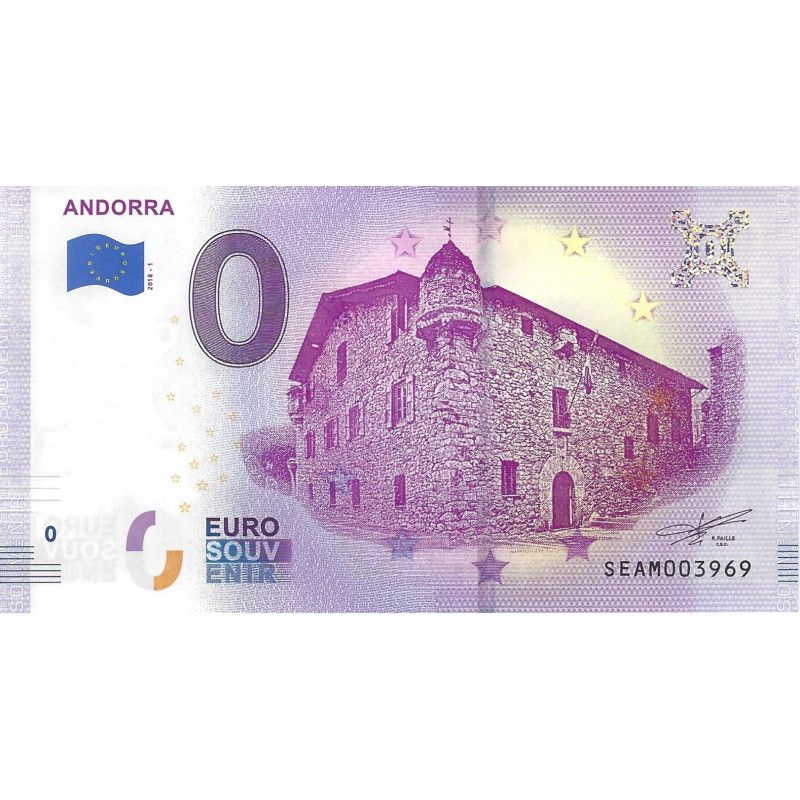 Billet touristique 0 Euro Souvenir – Andorre – Casa de la Vall – 2018.