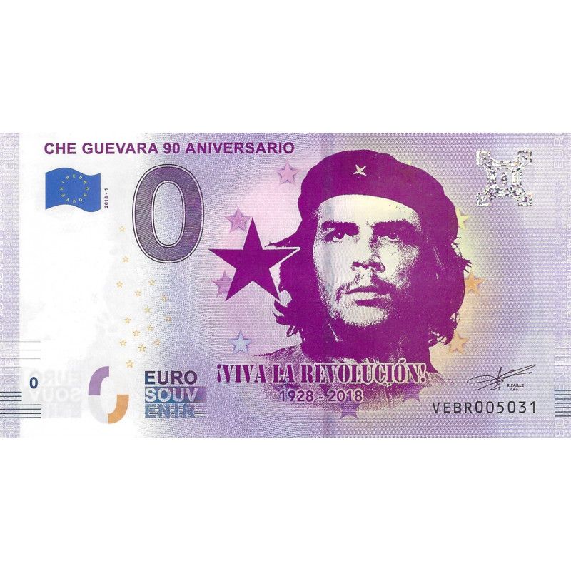 Billet touristique 0 Euro Souvenir – Che Guevara – 90ᵉ anniversaire – 2018.