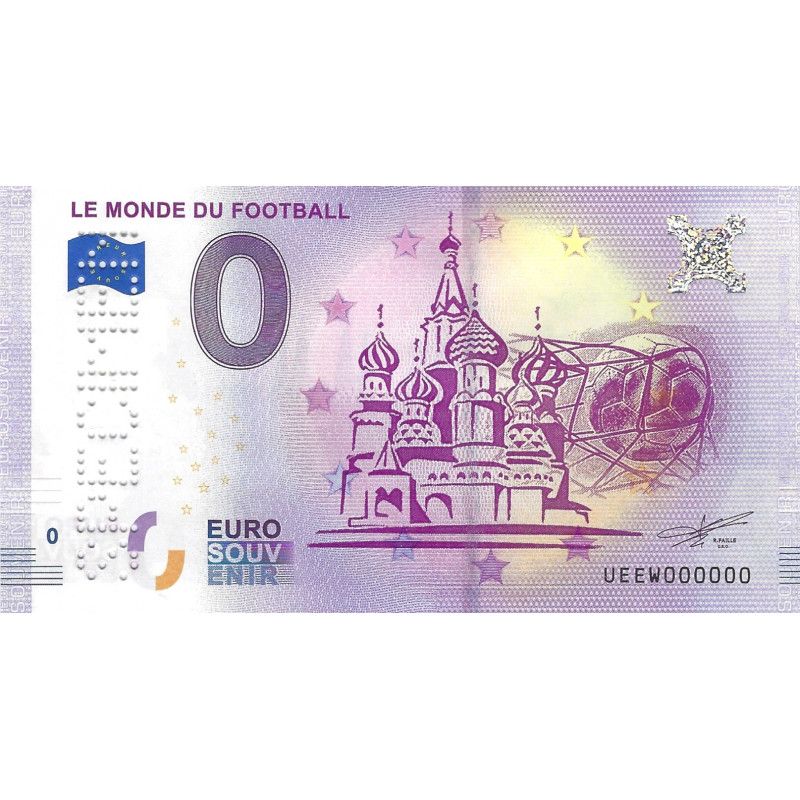 Billet Euro souvenir Le monde du Football spécimen 2018.