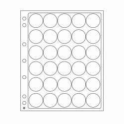 Feuilles plastique Encap à 30 cases rondes pour capsules 32 à 33 mm.