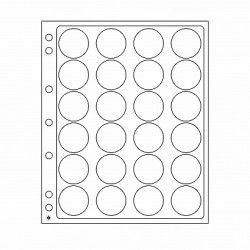 Feuilles plastique Encap à 24 cases rondes pour capsules 34 à 35 mm.