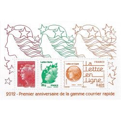 Feuillet de 3 timbres La lettre en ligne F4687 neuf**.