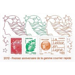 Feuillet de 3 timbres La lettre en ligne N°F4687 neuf**.