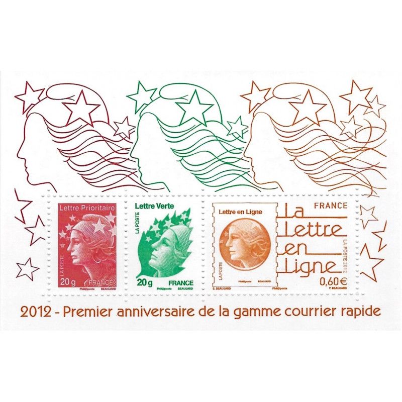 Feuillet de 3 timbres La lettre en ligne F4687 neuf**.