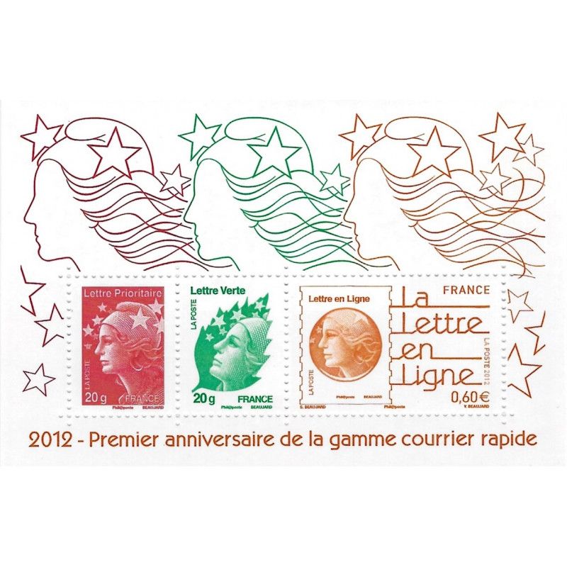 Feuillet de 3 timbres La lettre en ligne N°F4687 neuf**.