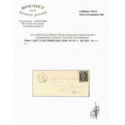 Cérès non dentelé N°3 oblitéré plume + càd sur lettre du 5 janvier 1849. R
