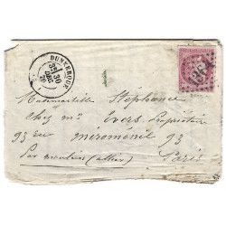 Boule de Moulins enveloppe de Dunkerque 30 décembre 1870 pour Paris. R