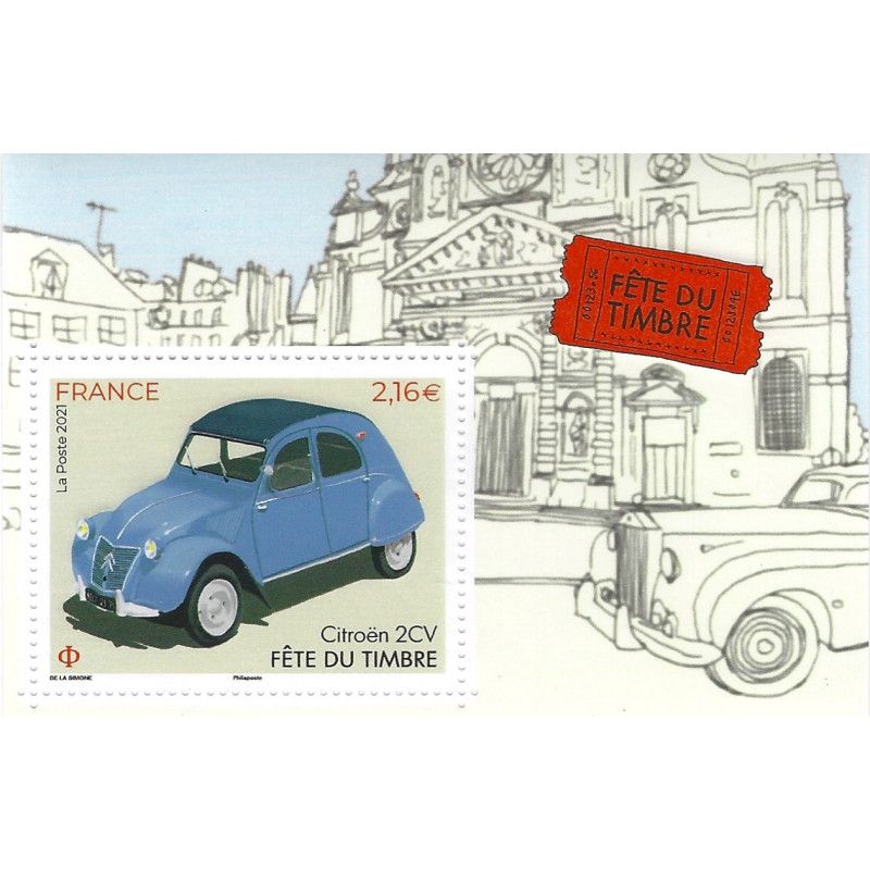 Feuillet du timbre Citroën 2 CV N°F5520 neuf**.
