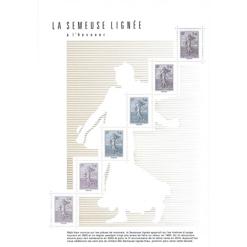 Feuillet de 6 timbres Semeuse lignée F5532 neuf**.