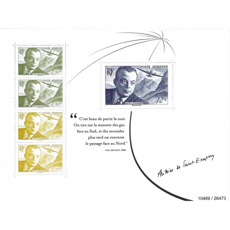 Feuillet de 5 timbres poste aérienne Saint Exupéry N°F89 neuf**.