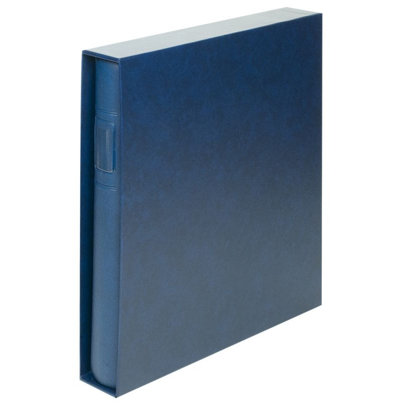 Classeur Timbres LINDNER Standard - 48 Pages Noires, 230x305x35 Mm - Couverture PVC, Lignes Dorées