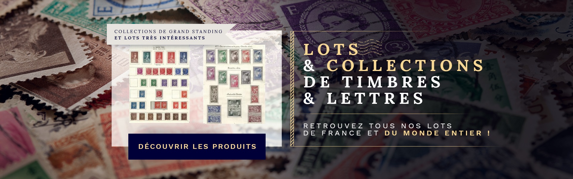 Lots et collections de timbres de France, monde en stock.